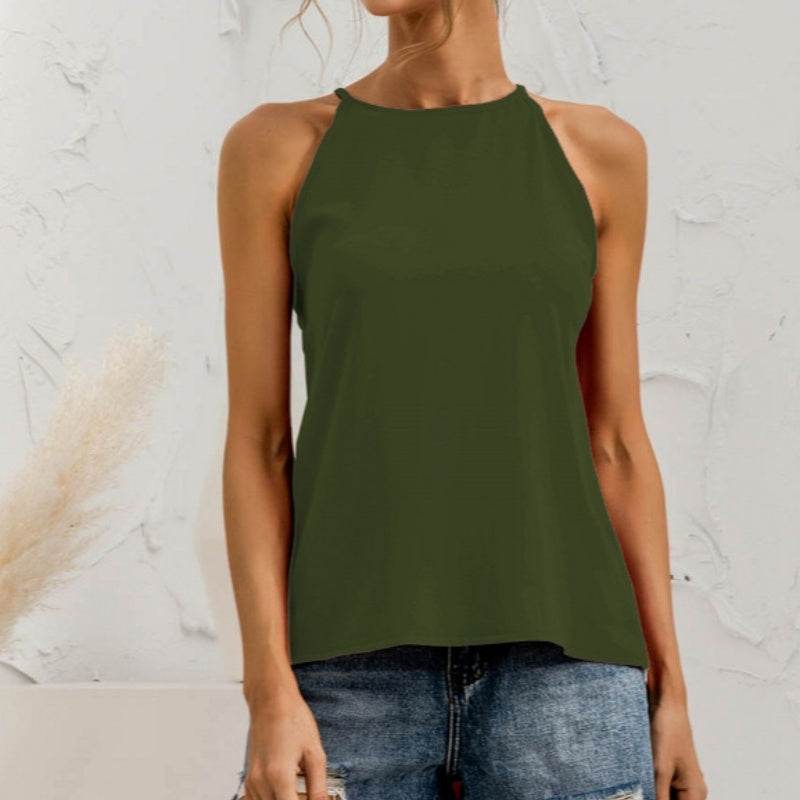 Spring And Summer Sleeveless Halter Pure Color All-matching Vest - MYLUXURY LANE ENTERPRISE