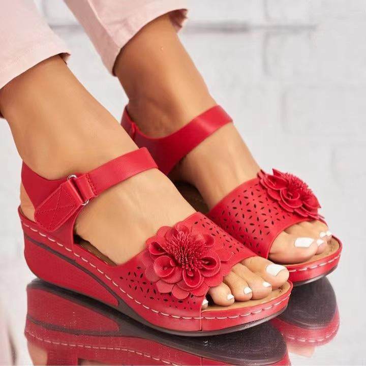 Women's Summer Plus Size Hollow-out Flower Platform Wedge Sandals - MYLUXURY LANE ENTERPRISE