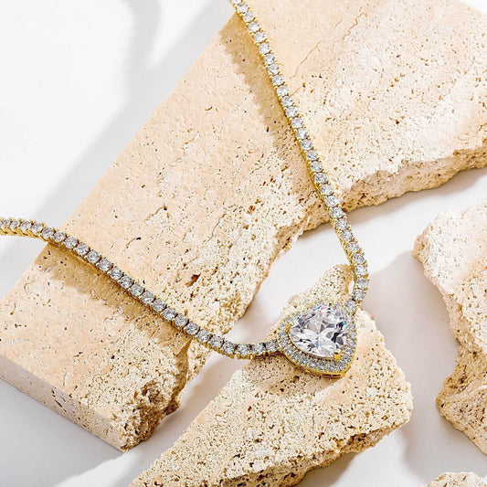 Trendy Heart-shaped Gem Pendant 3mm Micro Zircon-laid Necklace - MYLUXURY LANE ENTERPRISE