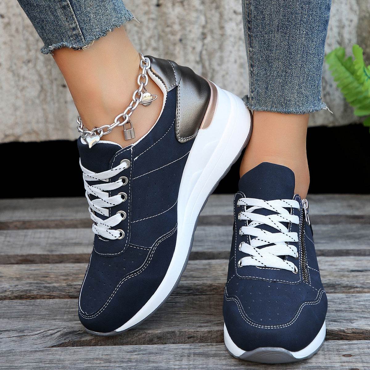 Fashion Lace-up Sneakers Women Cozy Tinck-soled Sports Shoes - MYLUXURY LANE ENTERPRISE