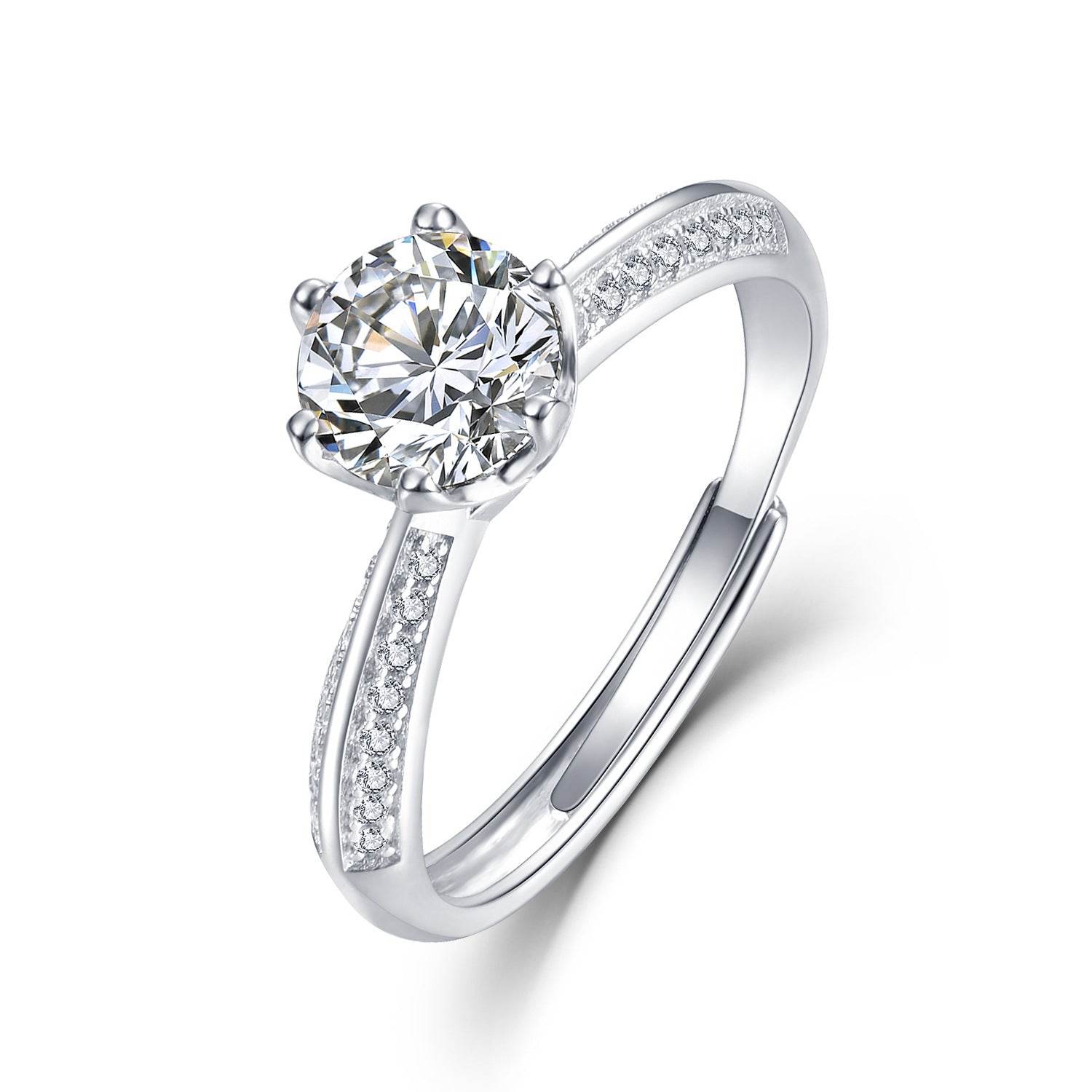 Diamond Silver Ring D Color 1 Carat Half Country S925 Silver Ring Setting - MYLUXURY LANE ENTERPRISE