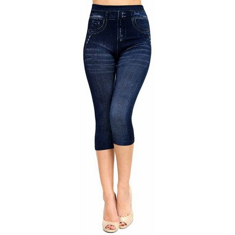 Seamless Imitation Denim Print Leggings Hollow Sexy Leggings - MYLUXURY LANE ENTERPRISE
