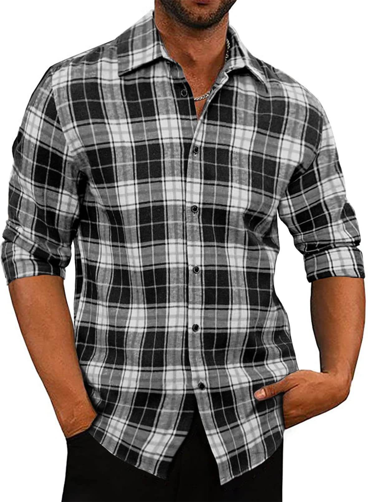 New Men's Plaid Lapel Shirt - MYLUXURY LANE ENTERPRISE