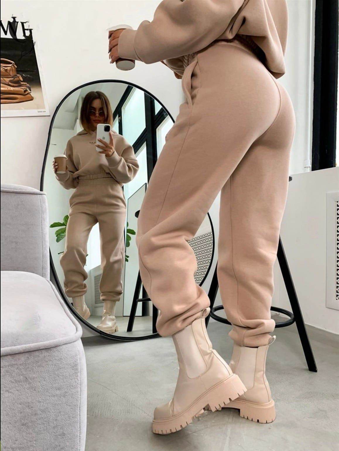 Women's Knitted Fleece Casual Suit Two-piece Set - MYLUXURY LANE ENTERPRISE