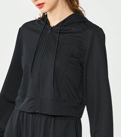 Women's Long-sleeved Zipper Cardigan Hooded Running Sports Workout Clothes - MYLUXURY LANE ENTERPRISE