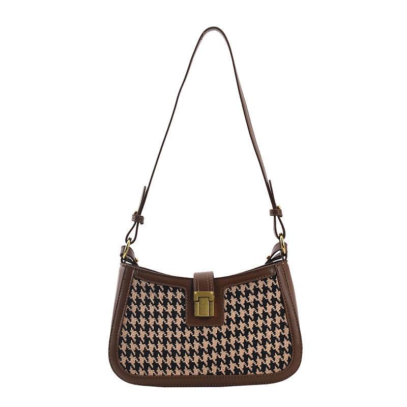 Houndstooth Lock Check Women's Bag Shoulder Bag - MYLUXURY LANE ENTERPRISE