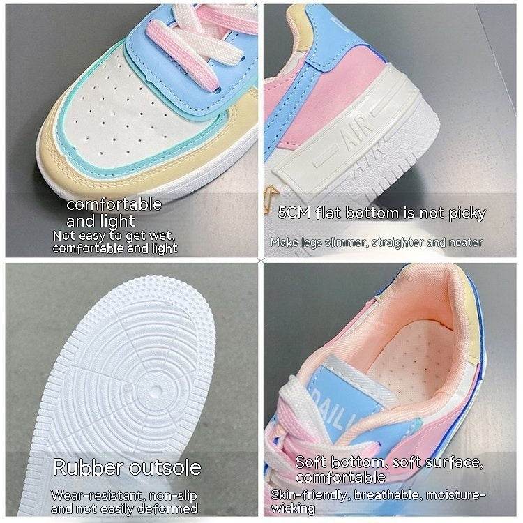 Soft Girl Flat Color-blocking Sneaker Street Shooting Casual Easy Wear Borad Shoe - MYLUXURY LANE ENTERPRISE