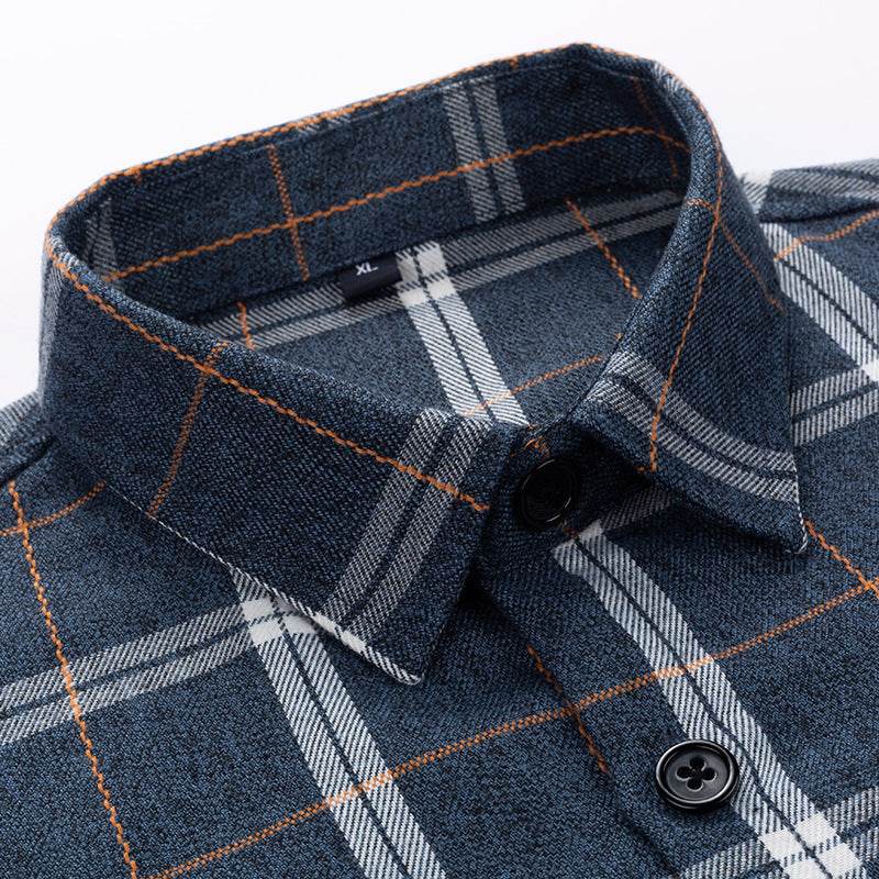 Men's Brushed Plaid Long Sleeve Shirt - MYLUXURY LANE ENTERPRISE