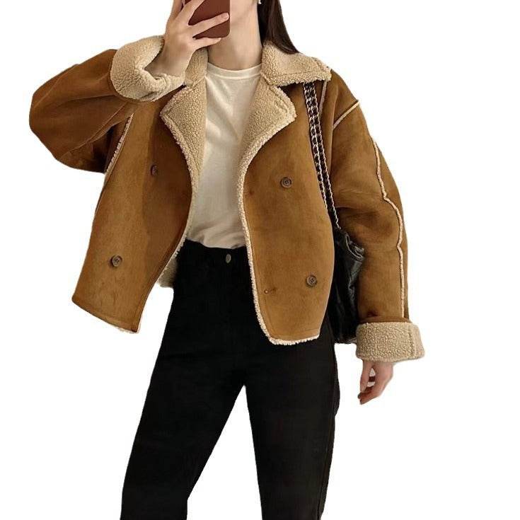 Double Breasted Pure Color Thickened Coat - MYLUXURY LANE ENTERPRISE