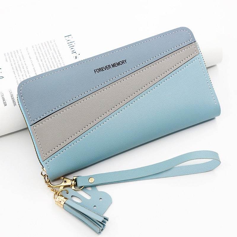 Simple Long Color Matching Fashion Coin Purse Card Holder Handbag - MYLUXURY LANE ENTERPRISE