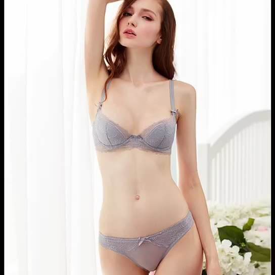 French Summer Lightweight Push Up Lace Underwire Half Cup Bra Set - MYLUXURY LANE ENTERPRISE