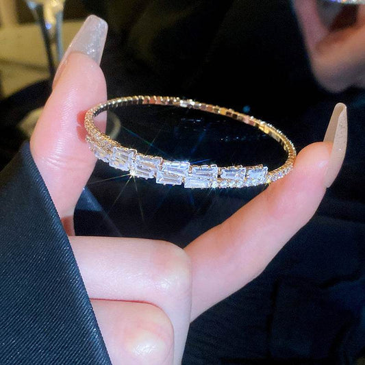 High-grade Temperament Super Shiny Zircon Geometric Open Bracelet - MYLUXURY LANE ENTERPRISE
