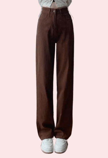 Women's Brown High Rise Wide Leg Loose Denim Jeans - MYLUXURY LANE ENTERPRISE
