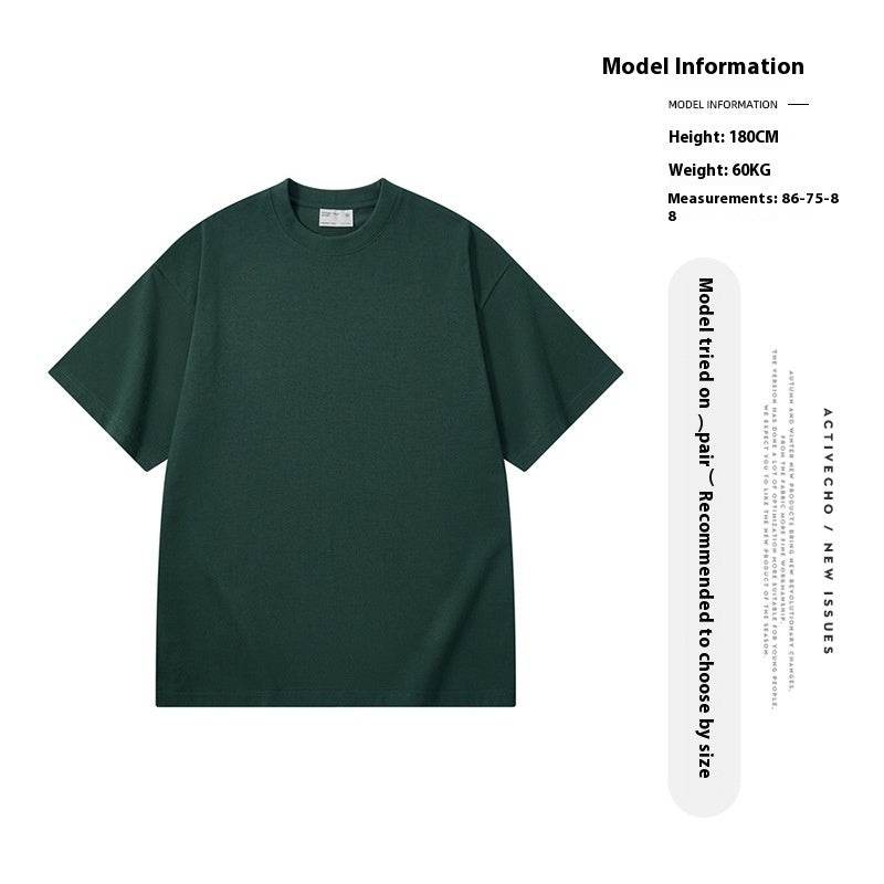 Washed Old T-shirt Men's Drop Shoulder Loose Cotton Base Shirt - MYLUXURY LANE ENTERPRISE