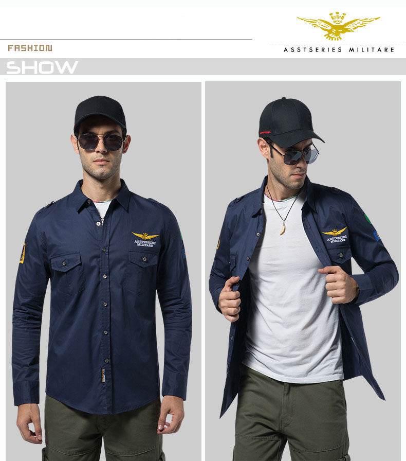 Men's Long-sleeved Shirt Men's Embroidered - MYLUXURY LANE ENTERPRISE