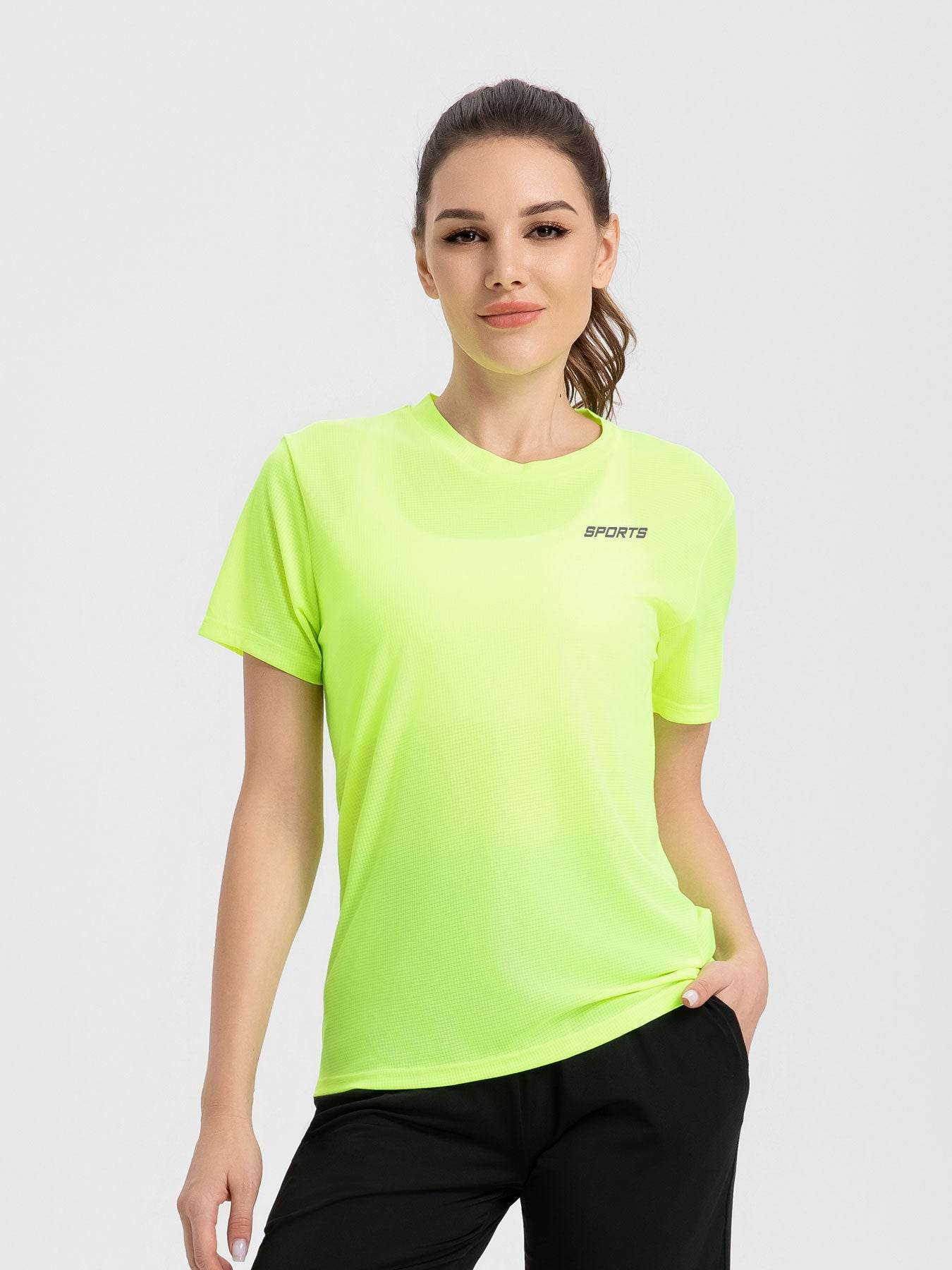 Women's Sports Short Sleeve Quick-drying Breathable Cooldry Gym Running Training Printed Top Round Neck T-shirt - MYLUXURY LANE ENTERPRISE