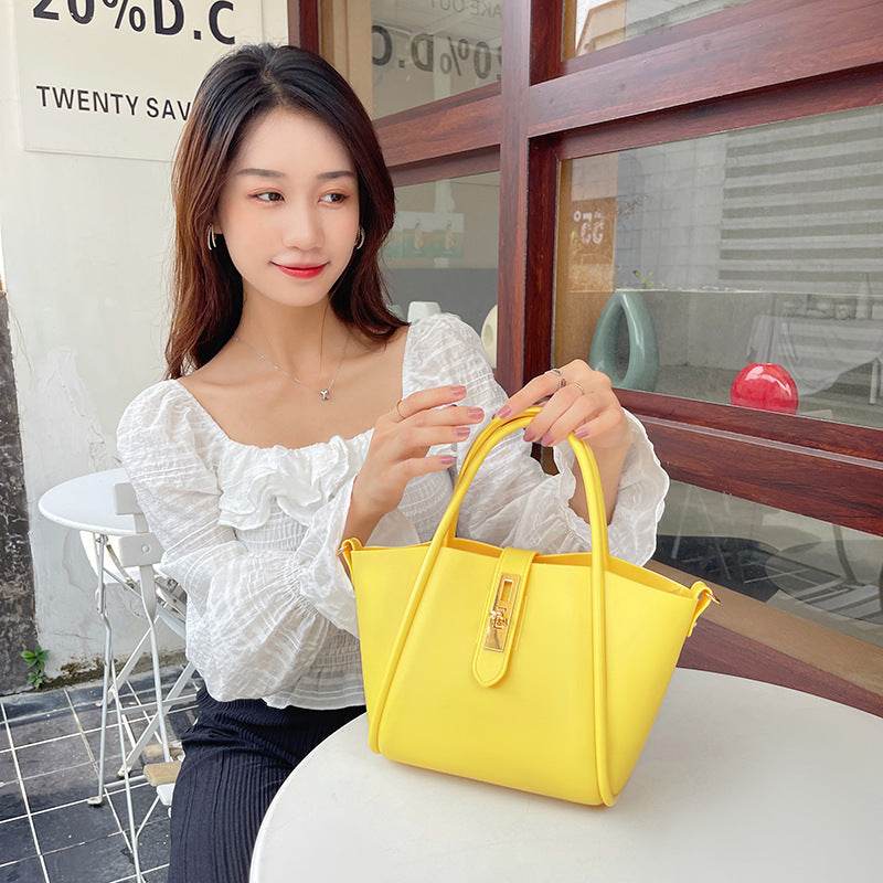 Portable Women's Leather Fashion Vegetable Basket Shoulder Messenger Bag - MYLUXURY LANE ENTERPRISE