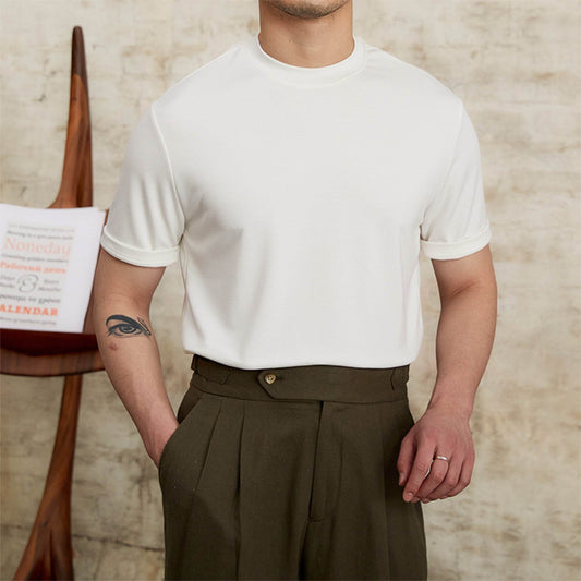 Skin-friendly Soft Glutinous Draping Short Sleeve Round Neck T-shirt - MYLUXURY LANE ENTERPRISE