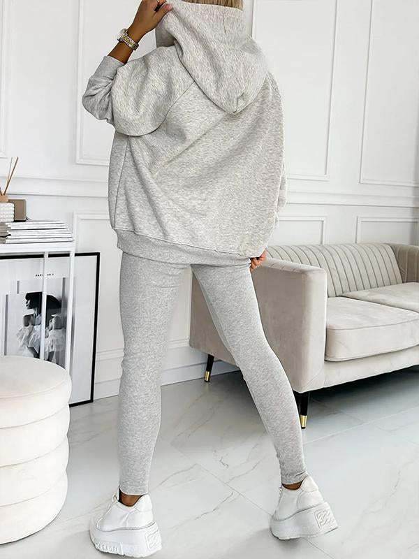 3pcs Women's Sports Suit Loose Hooded Pockets Sweatshirt And Vest And Slim Trousers - MYLUXURY LANE ENTERPRISE