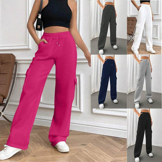All-matching Solid Color Straight Wide Leg Sweatpants - MYLUXURY LANE ENTERPRISE