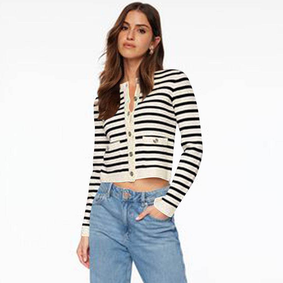 Comfort And Casual Long Sleeve Striped Button Top - MYLUXURY LANE ENTERPRISE