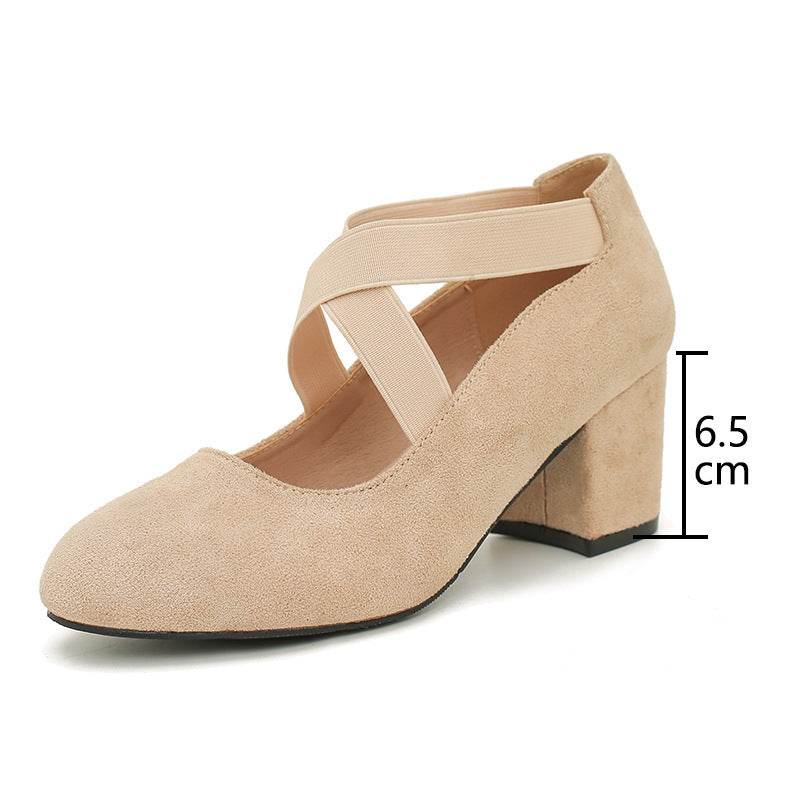 Women's Matte Leather Vintage Mary Jane Shoes Thick Heel Round Head Ballet Cross-border - MYLUXURY LANE ENTERPRISE