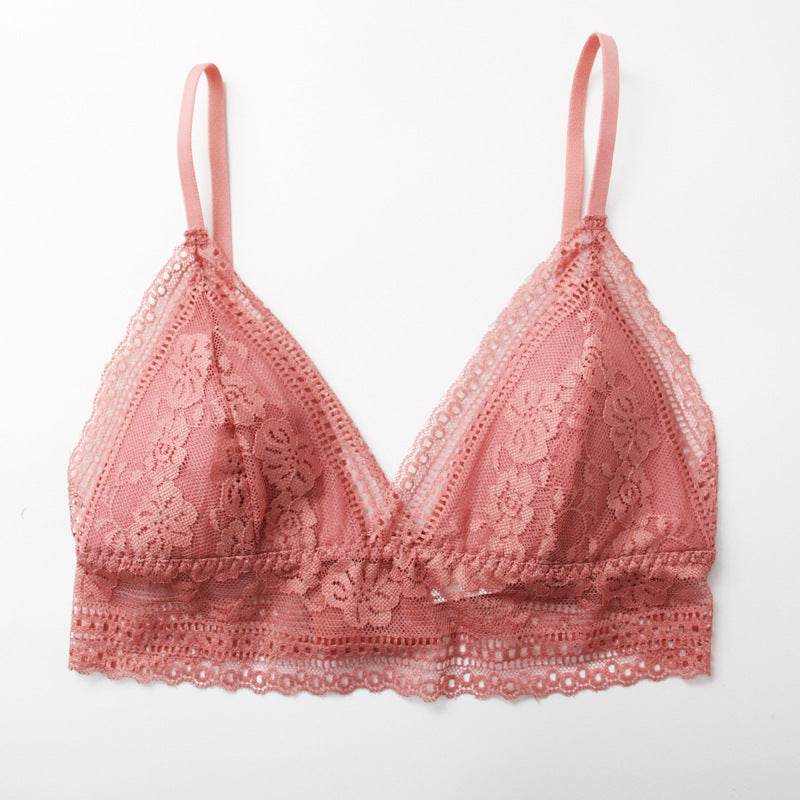 No Steel Ring Triangle Cup French Thin Small Breast Lace Thin Lace Breathable Bra - MYLUXURY LANE ENTERPRISE