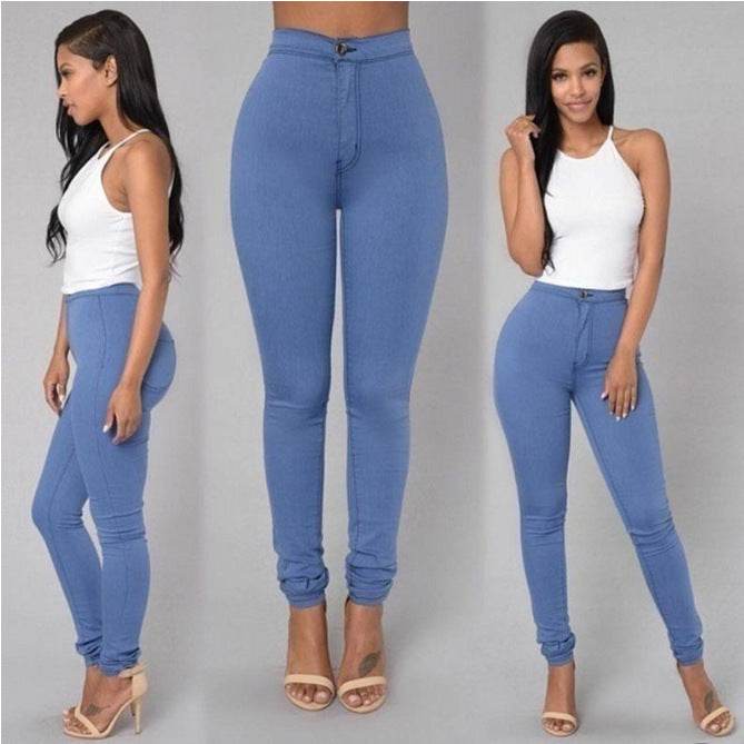 Casual Pants For Women High Waist Stretch Slim Trouser Skinny Candy Color Jeans - MYLUXURY LANE ENTERPRISE