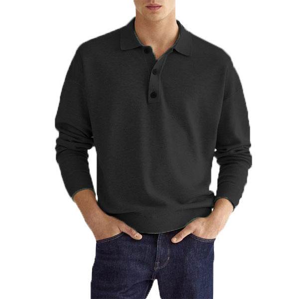 New Autumn Long Sleeve V-neck Buttons Men's Casual Jacket Polo Shirt - MYLUXURY LANE ENTERPRISE