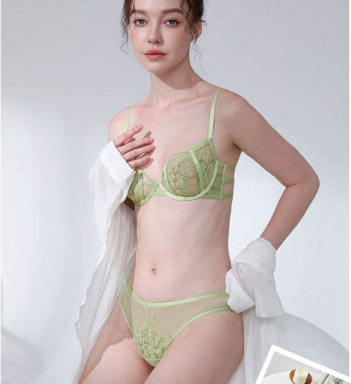 Lace Embroidered Thin Cup Push Up Comfort Bra Underwear Set - MYLUXURY LANE ENTERPRISE