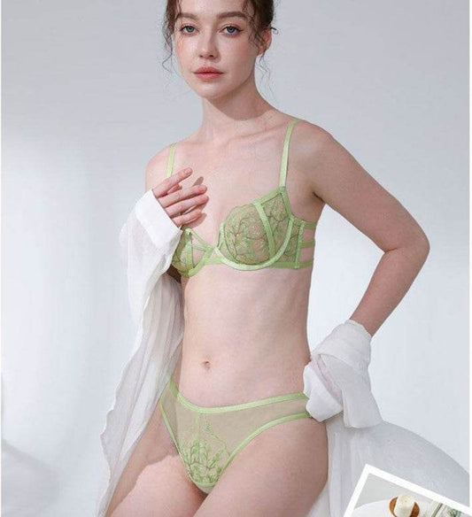 Lace Embroidered Thin Cup Push Up Comfort Bra Underwear Set - MYLUXURY LANE ENTERPRISE