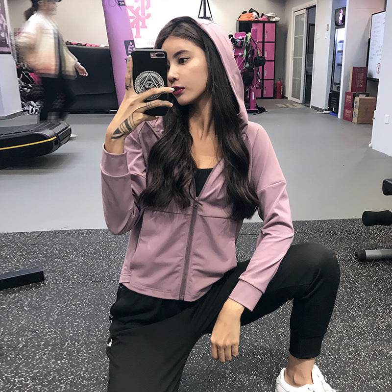 Yoga Clothing Top Long-sleeve Zipper Hooded Sports Jacket - MYLUXURY LANE ENTERPRISE