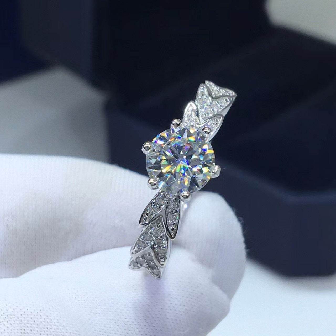 Silver Plated Cupid Moussand Diamond Ring - MYLUXURY LANE ENTERPRISE