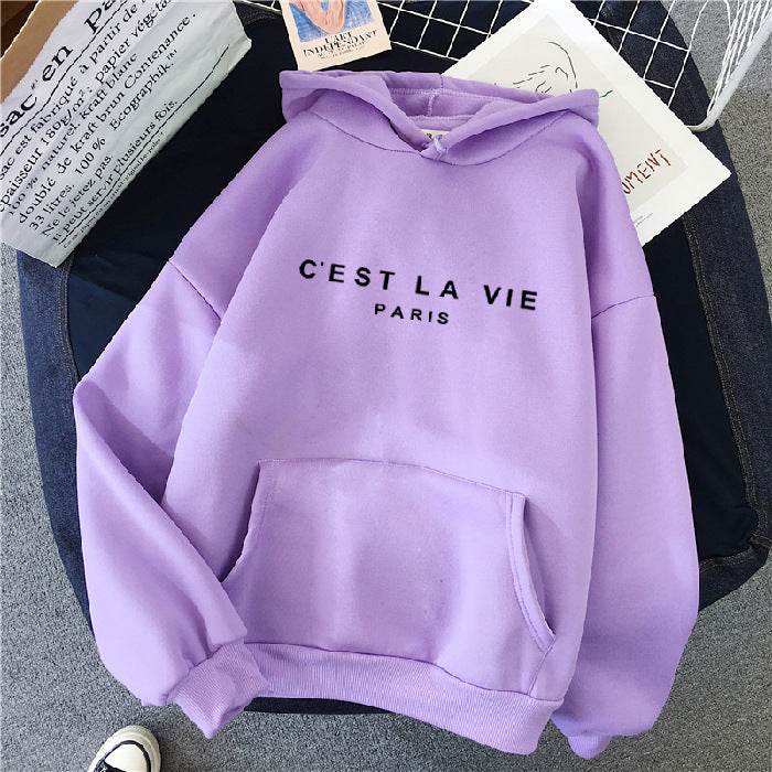 Loose Hooded Sweater Student Hoodie With Letter Print Sports Tops - MYLUXURY LANE ENTERPRISE