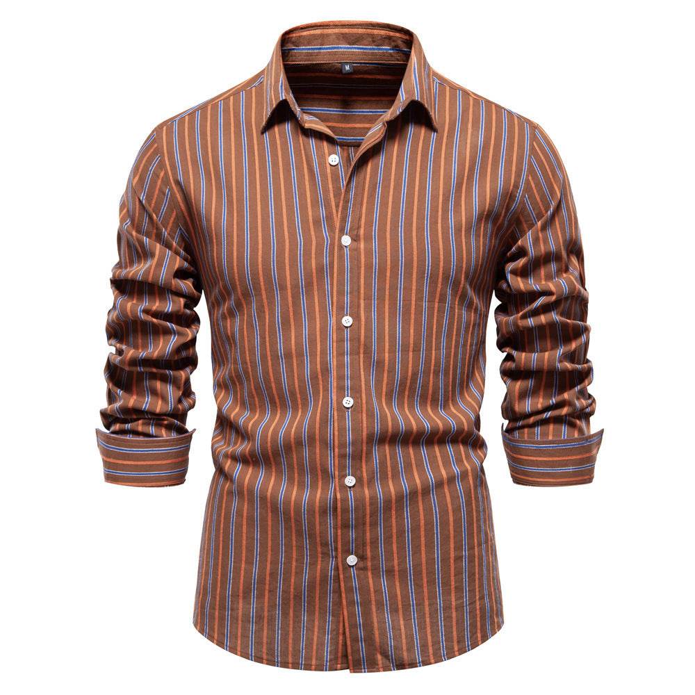 Men's Fashionable All-match Striped Long-sleeved Cotton Shirt Top - MYLUXURY LANE ENTERPRISE