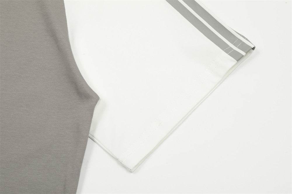 Contrast Color Three-bar Short Sleeve Men - MYLUXURY LANE ENTERPRISE