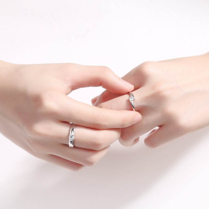 S925 Sterling Silver Micro Set Zircon Full Diamond Couple Ring Fashion And Simplicity - MYLUXURY LANE ENTERPRISE
