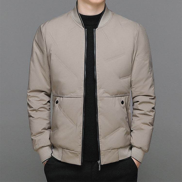 Fashion Down Jacket Winter Warm Baseball Jacket For Men Casual All-match Solid Color Coat - MYLUXURY LANE ENTERPRISE