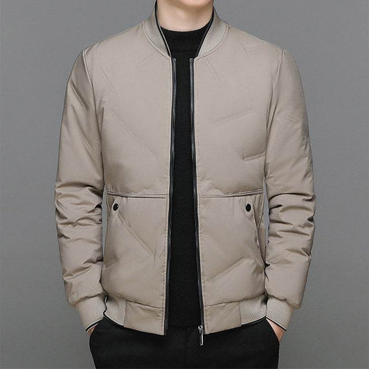 Fashion Down Jacket Winter Warm Baseball Jacket For Men Casual All-match Solid Color Coat - MYLUXURY LANE ENTERPRISE