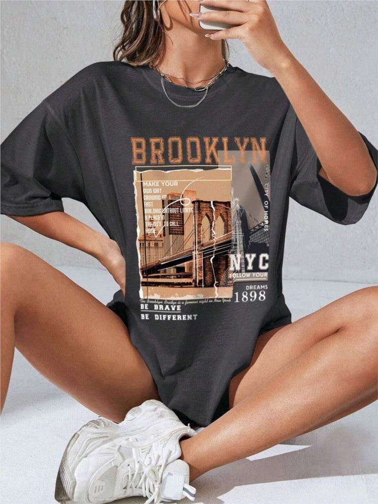 Spring Women's Cotton T-shirt Letter Short Sleeve - MYLUXURY LANE ENTERPRISE