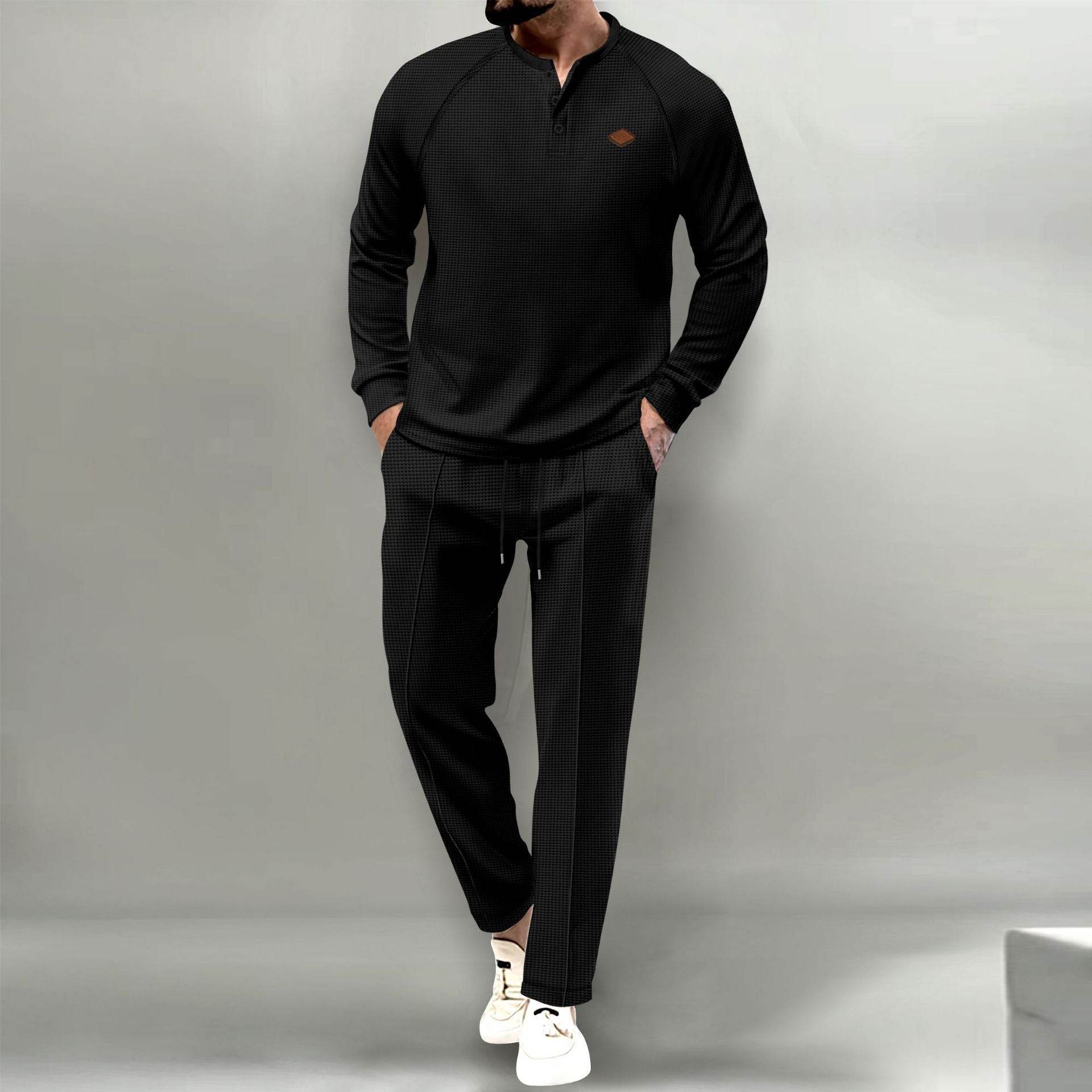 Men's Solid Color Long Sleeve Trousers Suit - MYLUXURY LANE ENTERPRISE