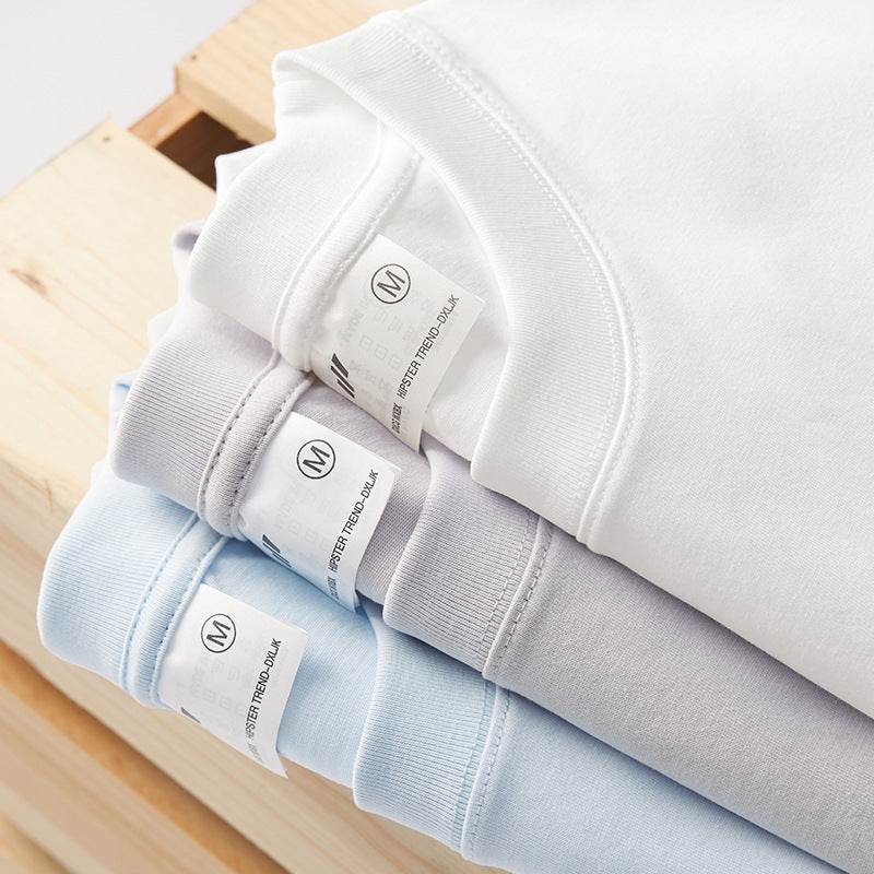 240 Cotton Short Sleeve Double Yarn Heavy T Men And Women Loose Round Neck - MYLUXURY LANE ENTERPRISE
