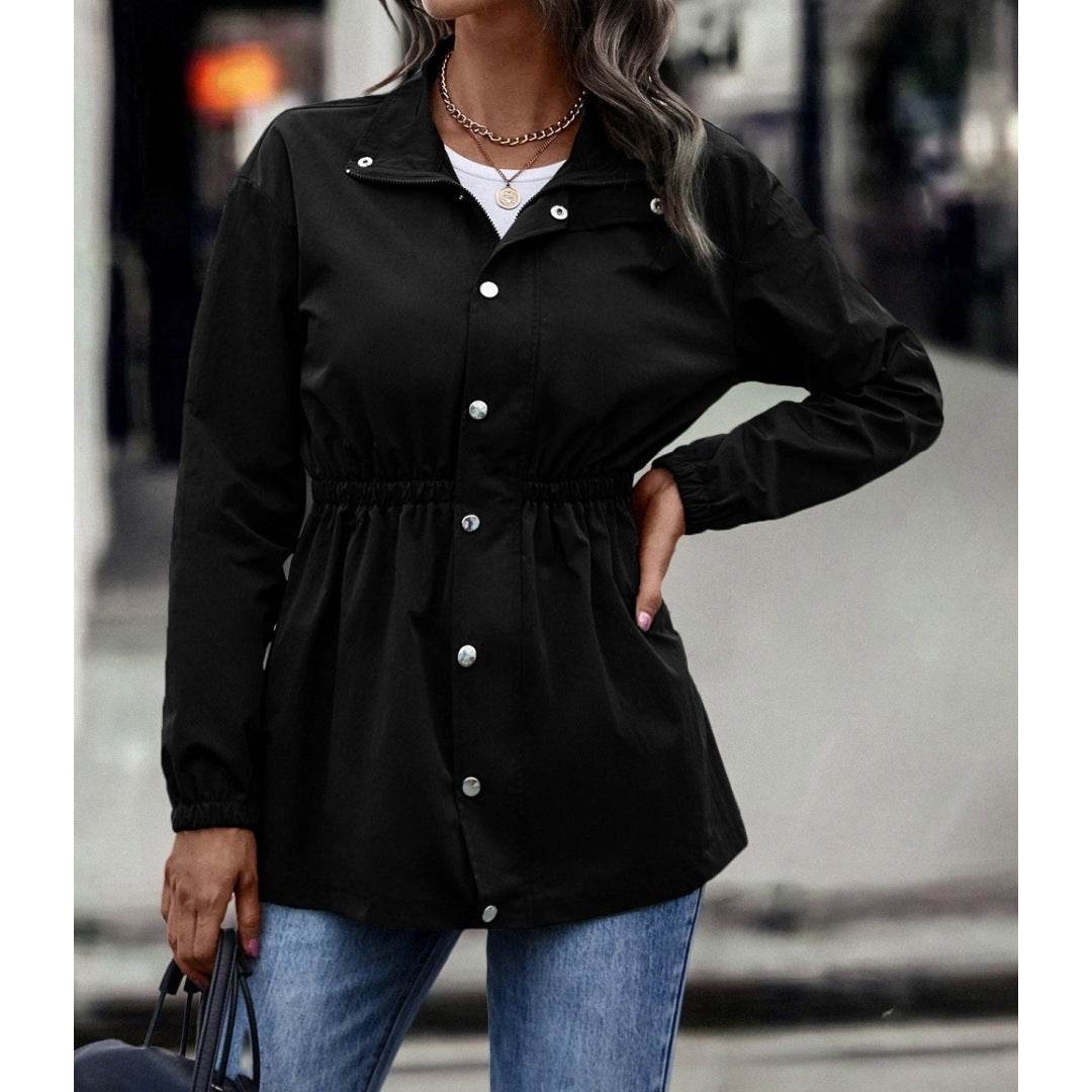Women's Zippered Casual Mid Length Waist Windproof Jacket - MYLUXURY LANE ENTERPRISE