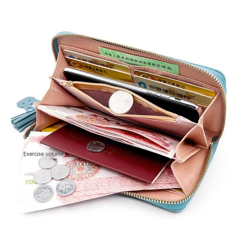 Simple Long Color Matching Fashion Coin Purse Card Holder Handbag - MYLUXURY LANE ENTERPRISE