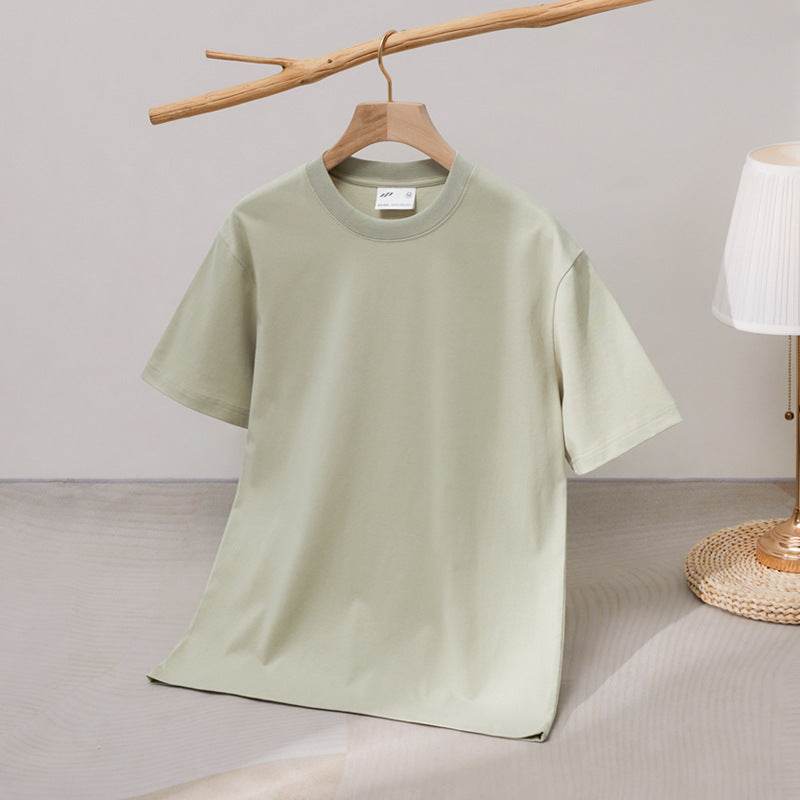 240 Cotton Short Sleeve Double Yarn Heavy T Men And Women Loose Round Neck - MYLUXURY LANE ENTERPRISE