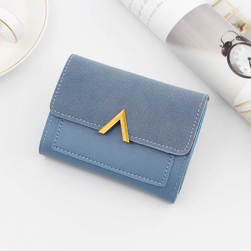 Simple Bronze Gold V-shaped Ladies Short Wallet - MYLUXURY LANE ENTERPRISE