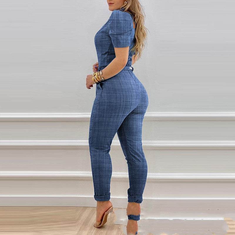 European And American Puff Sleeve Lace-up Jumpsuit Women - MYLUXURY LANE ENTERPRISE