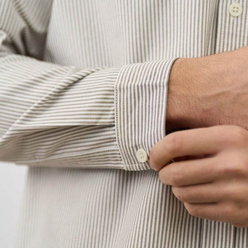 Oxford Vintage Stripe Casual Long-sleeved Shirt For Men - MYLUXURY LANE ENTERPRISE
