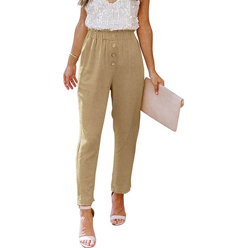 Women's Casual Loose And Comfortable Pant Belt Pocket Elastic Pants - MYLUXURY LANE ENTERPRISE