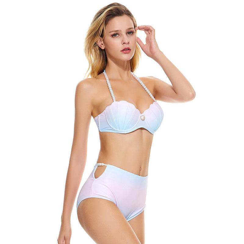 Gradient Shell Split High Waist Pants Underwire Gathering - MYLUXURY LANE ENTERPRISE